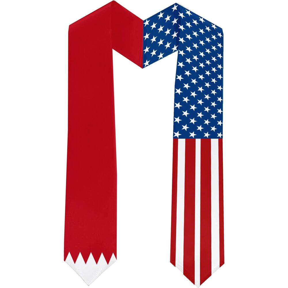 5245 2025 Bahrain Flag and USA Flag Graduation Stole Graduation Sash Class